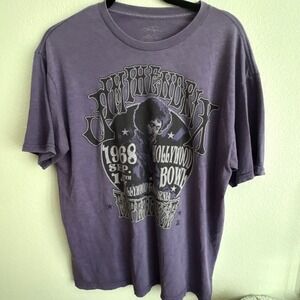 Jimi Hendrix 1968 Hollywood Bowl Graphic Tee Purple Silver Pearl Mens Large L